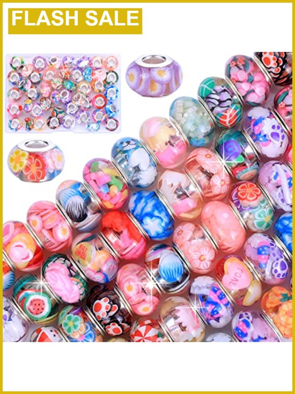 Lucky Beads Lover Amber Beads Big Hole Spacer Beads for DIY Charms Bracelet